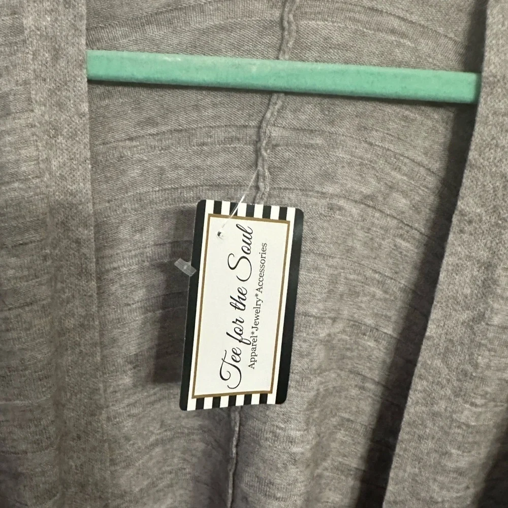 Oversized open front grey ribbed cardigan size Medium NWT - Picture 3 of 6